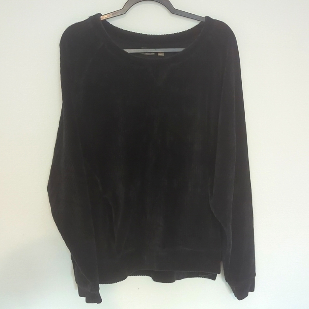 Zella Womens Black Soft Corduroy Long Sleeve Top